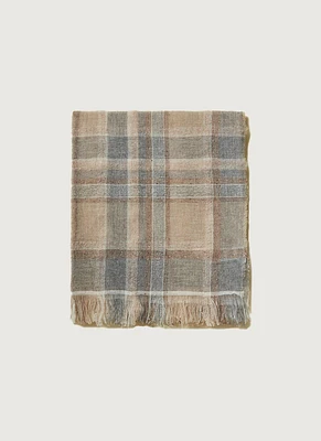 Wool Beige Plaid Scarf