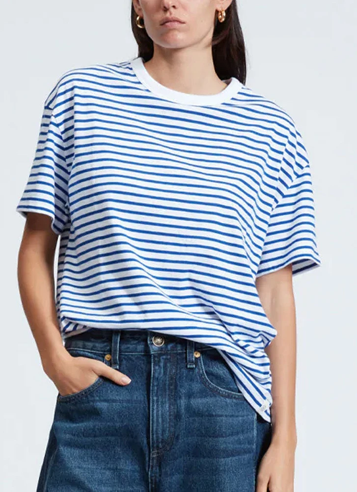 Mini Slub Stripe Boyfriend T-Shirt