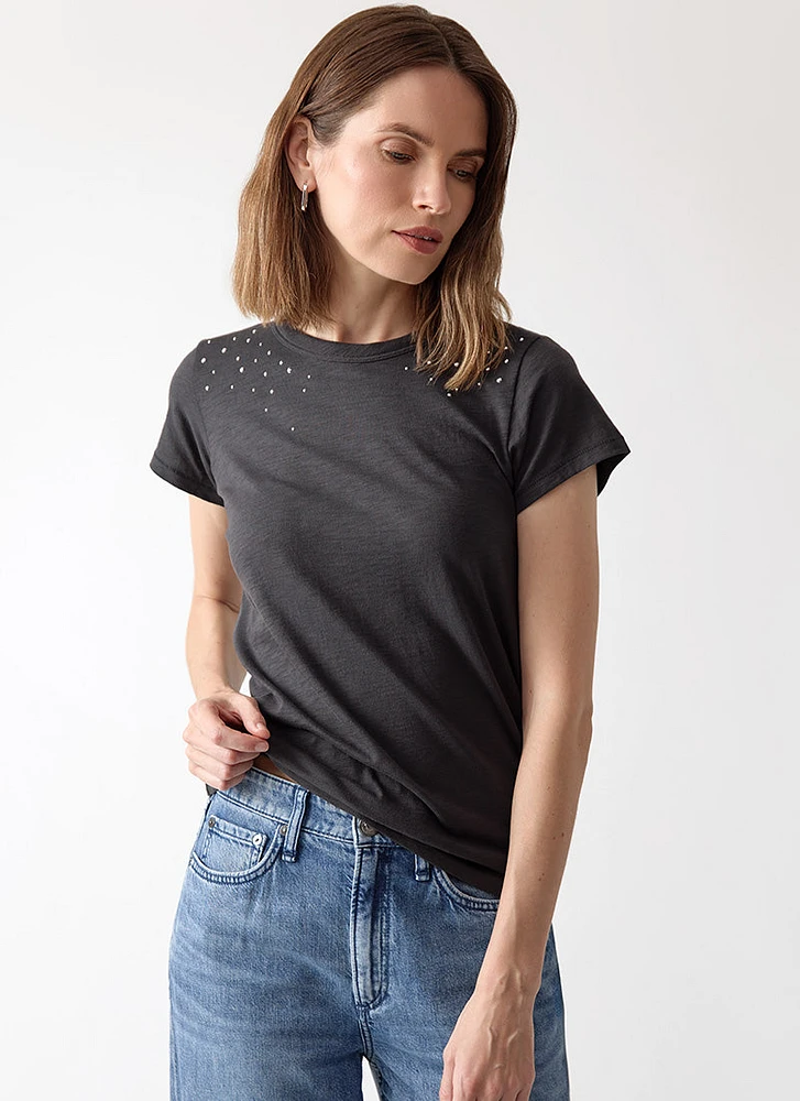 Ombre Stud Crewneck T-Shirt