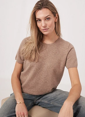Short-Sleeve Organic Cashmere Sweater