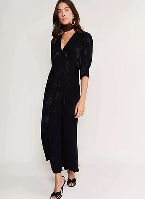 Zadie Short-Sleeve Jacquard Midi Dress
