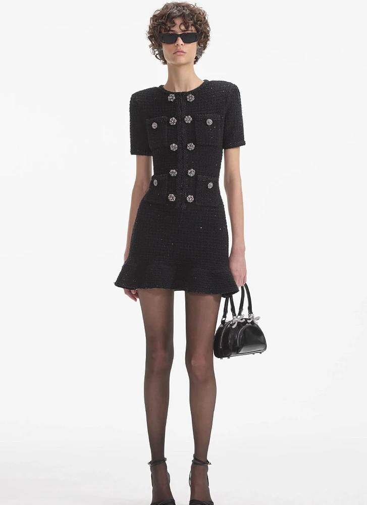 Button Knit Mini Dress