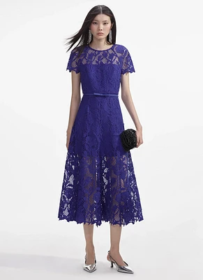 Cobalt Lace Midi Dress