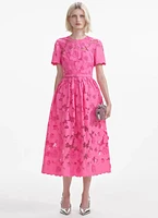 Pink Cotton Lace Midi Dress