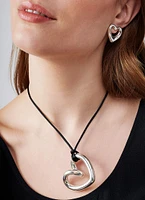 Silk Necklace with Heart Pendant