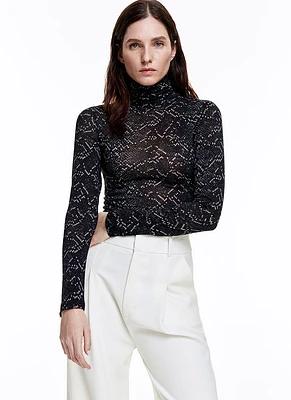 Black Snake Print Turtleneck