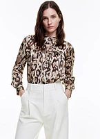 Classic Shirred Leopard Blouse