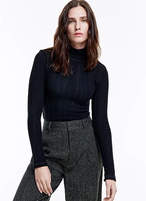 Pointelle Knit Turtleneck