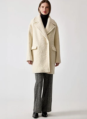 Astrid White Boucle Alpaca Coat