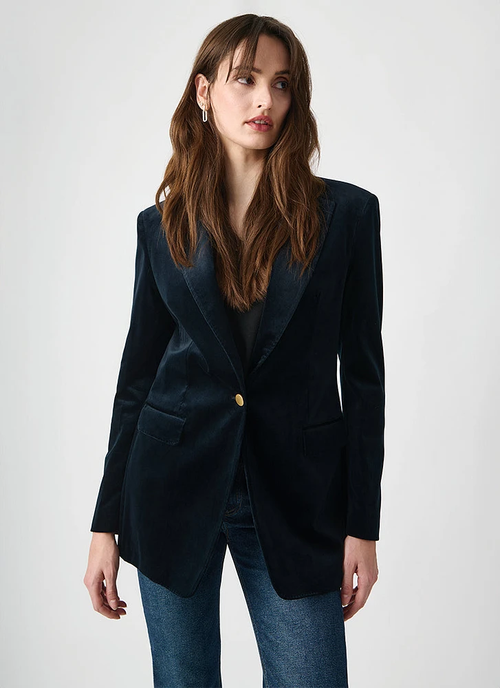 Phoebe Blue Velvet Blazer