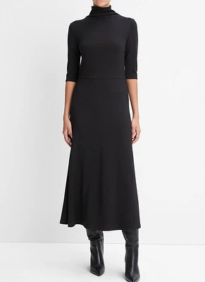 Elbow Sleeve Turtleneck Dress