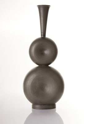 Gunnar Havstad Modernist Pewter Sculptural Vase, 1950s