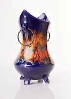 Bertoncello Midnight Fire Trailed Glaze Sculptural Cachepot Vase, 1970s-80s