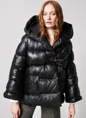 Quilted Leather Swing Coat