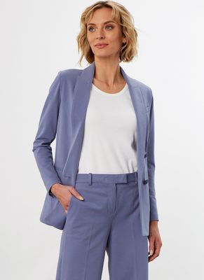 Piquet Double-Breasted Blue Blazer