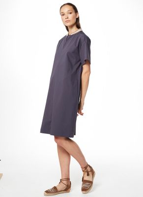 Cotton Twill Short Sleeve Mini Dress