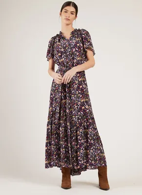 Sidney Short-Sleeve Floral Midi Dress