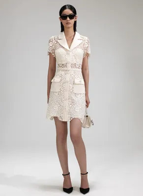 Cream Rose Lace Mini Dress