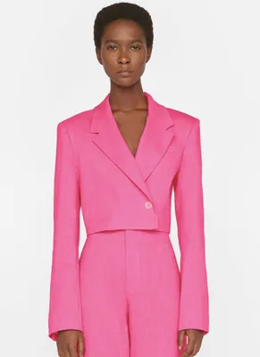 Cropped Strong Shoulder Blazer