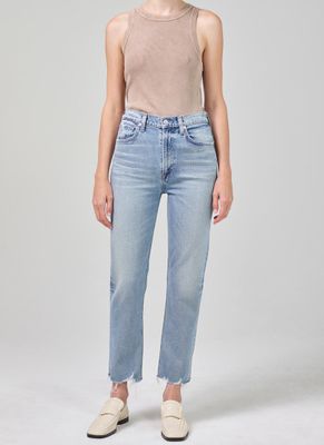 Daphne Check-Mate High-Rise Fray Hem Crop