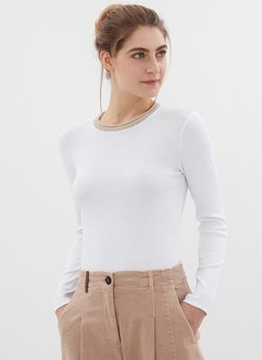 Long-Sleeve Stretch-Cotton Top