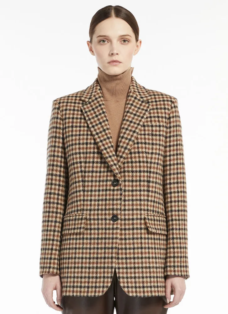 Maltese Single-Breasted Plaid Blazer