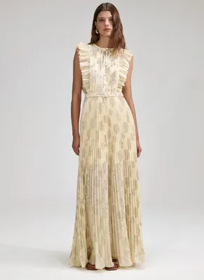 Metallic Jacquard Maxi Dress