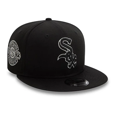 Chicago White Sox New Era MLB 9FIFTY 950 Snapback Cap Hat Black Crown/Visor Black/White Logo 2017 World Series Side Patch Gray UV