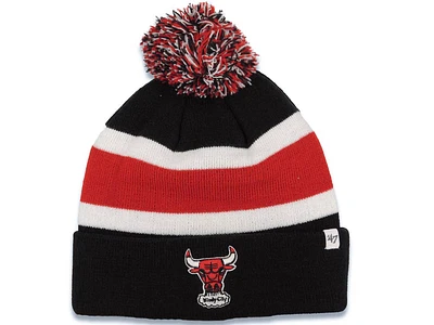 Chicago Bulls '47 Brand NBA Pom Break Away Knit Beanie Black/White/Red Crown/Visor Team Color Logo