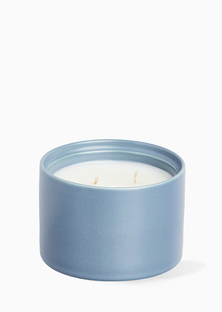 Blue jar candle - SOFT WOOL & WHITE FLOWERS