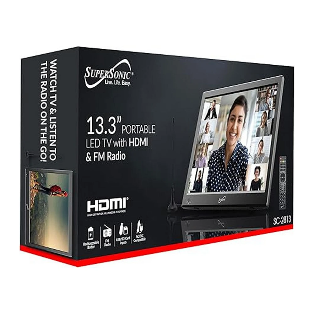 SuperSonic 13.3” Portable LED TV with HDMI & FM Radio