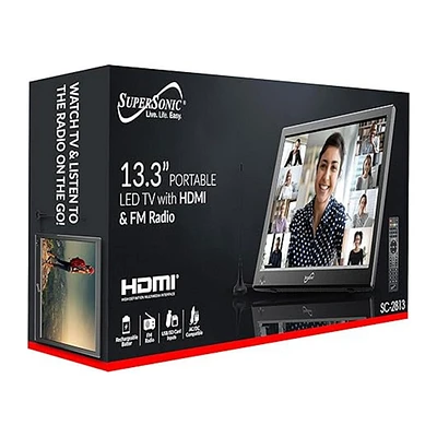 SuperSonic 13.3” Portable LED TV with HDMI & FM Radio