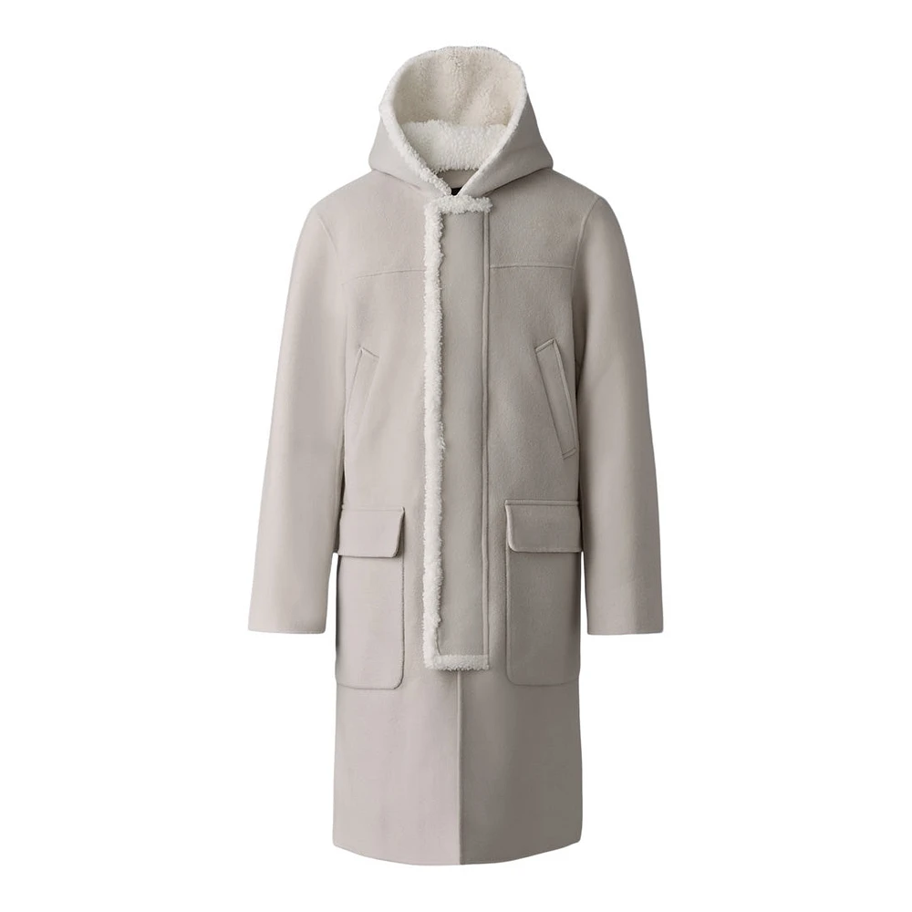 Mackage Abraham Heavy Double Face Wool Long Hooded Coat Trench-natural, Size: