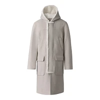 Mackage Abraham Heavy Double Face Wool Long Hooded Coat Trench-natural, Size:
