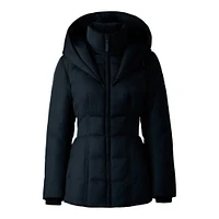 Mackage Alana Tech Satin Medium Down Jacket Black, Size:
