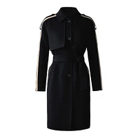 Mackage Aliza Double-face Wool Stripe Trench Coat Size: