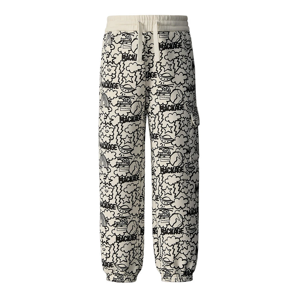 Mackage Archer-pr Double-face Jersey Graphic Sweatpants For Kids (8-14 Years) Cream, Size: