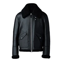 Mackage Atlas-sh Shearling And Leather Aviator-style Jacket Black, Size: