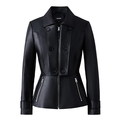Mackage Barbara Fitted Lamb Leather Jacket Size: