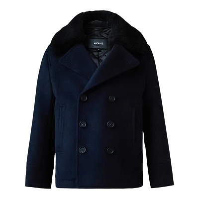 Mackage Camden Wool Peacoat With Shearling Collar For Kids (8-14 Years) Size: