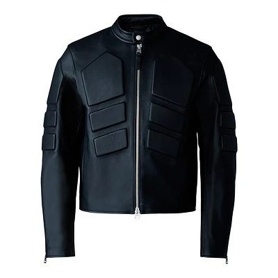 Mackage Cannon Padded Moto Racer Leather Jacket Black, Size: