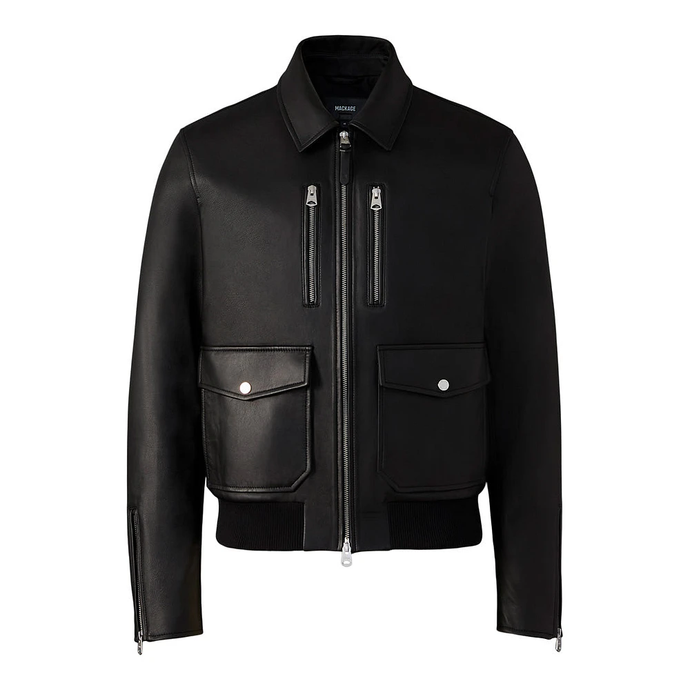 Mackage Chance-z Spread Collar Leather Jacket Size: