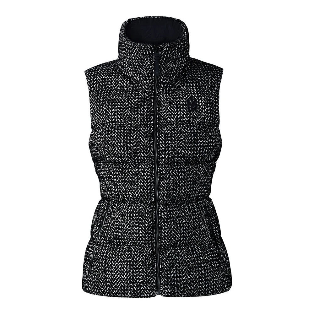 Mackage Chaya-flp Flocked Light Down Vest Black-white, Size:
