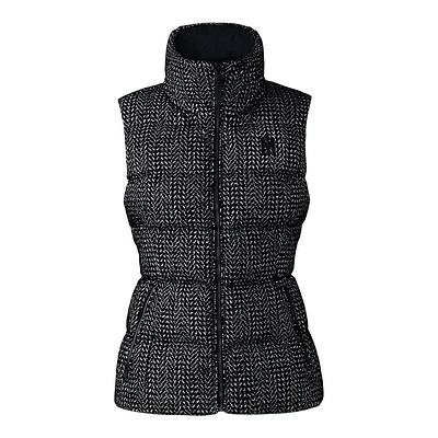 Mackage Chaya-flp Flocked Light Down Vest Black-white, Size: