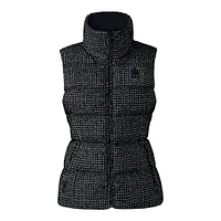 Mackage Chaya-flp Flocked Light Down Vest Black-white, Size: