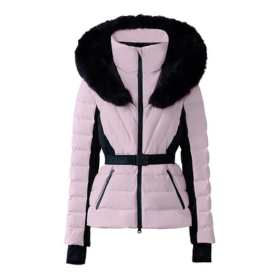 Mackage Elita-z Down Ski Jacket With Removable Blue Fox Fur Trim Size: