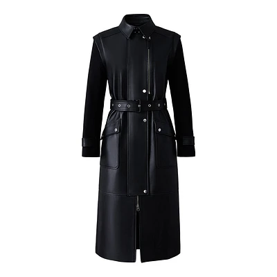 Mackage Evelina 2-in-1 Long Lamb Leather Coat With Removable Sleeves Size: