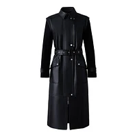 Mackage Evelina 2-in-1 Long Lamb Leather Coat With Removable Sleeves Size:
