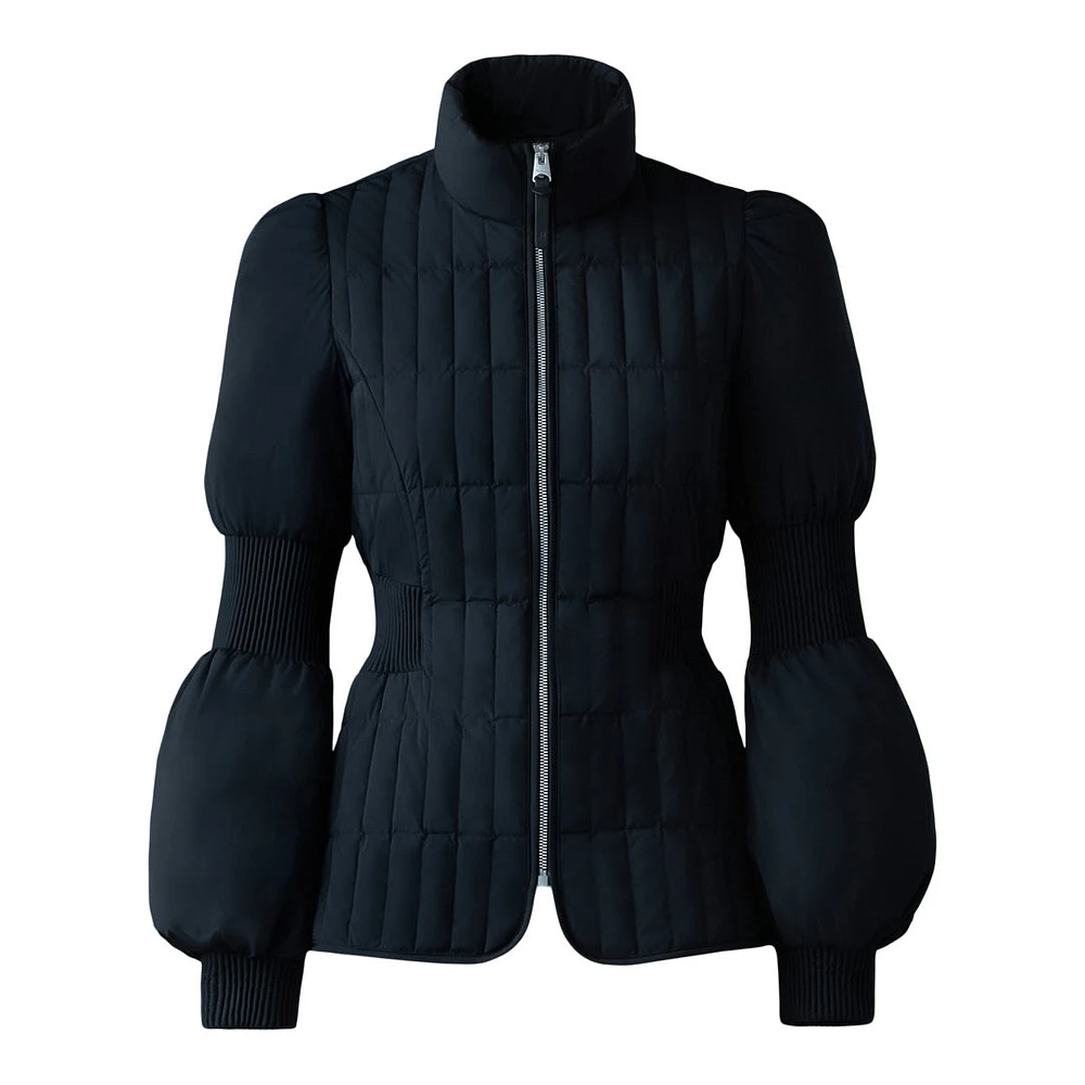 Mackage Felicia Light Down Vertical Quilted Jacket Smocked At Waist Size: