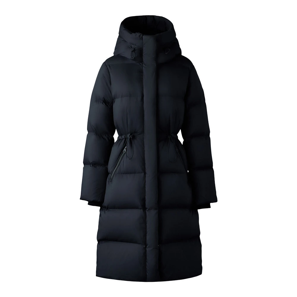 Mackage Ishani-sw Softwash Long Down Coat With Hood Black, Size: